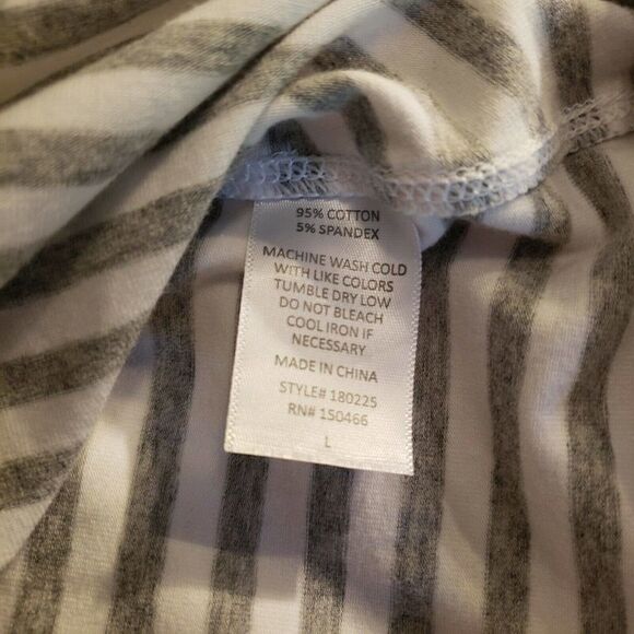 Mix 41 Hawthorne Gray White Striped Shirt Top - Picture 6 of 11